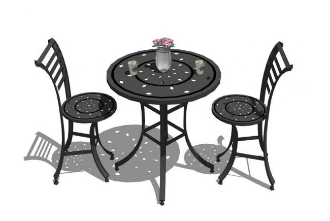 SketchUp Material Model: Outdoor Leisure Table and Chairs