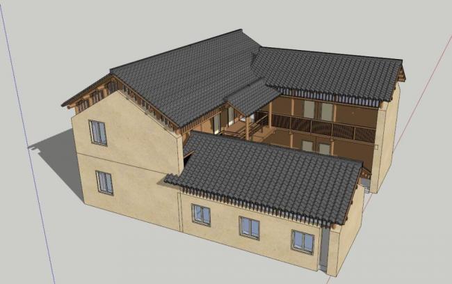 SketchUp Residential Model: Bieyuan Chinese-Style Architecture