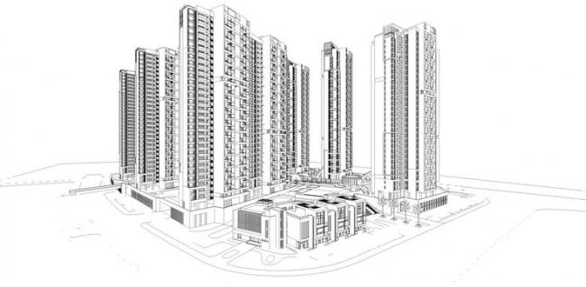 SketchUp Residential Model: Modern High-Rise Complex in New River Delta