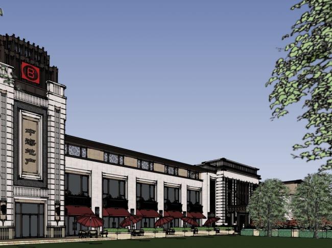 SketchUp Business Model: Clubhouse with Mediterranean-Style Commercial, Entertainment, and Leisure Facilities