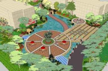 Modern Community Square Landscape Design in SketchUp Model-BIM WORLD