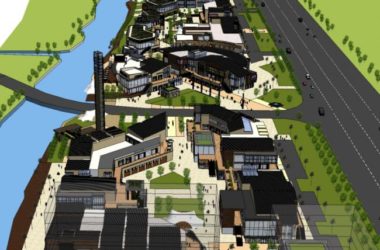 SketchUp Business Model: Modern Riverside Commercial Street Design-BIM WORLD