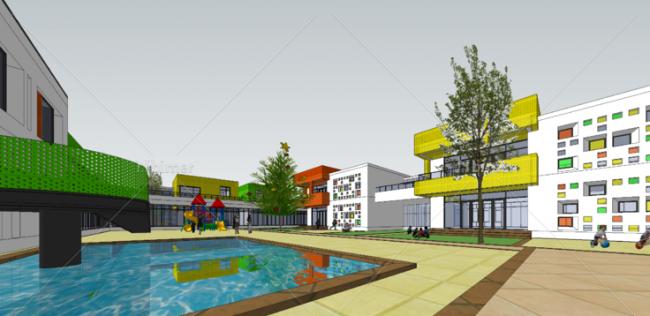 Modern Kindergarten Architecture: A SketchUp School Model Design