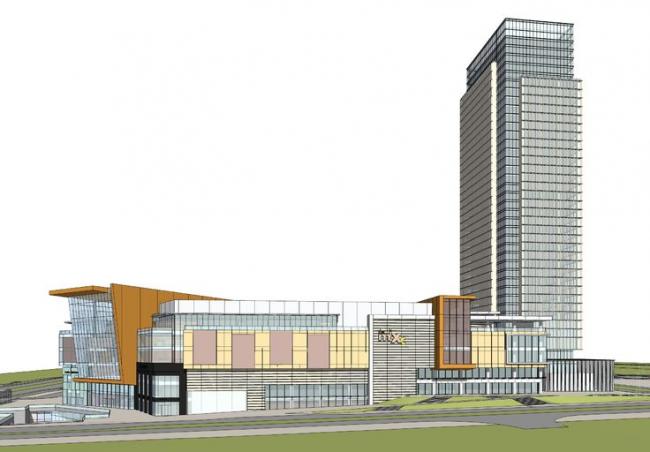 SketchUp Model of CR Nanning Wanda Plaza: Modern Multi-Story Mixed-Use Commercial and Office Complex