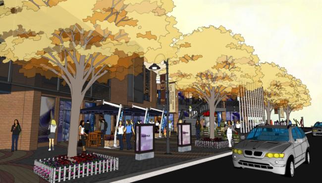 SketchUp Business Model: Modern Multi-Story Commercial Street Design
