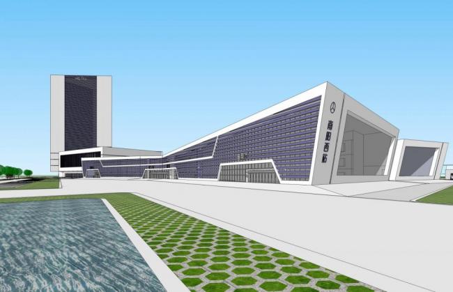 SketchUp Design for Station Road and Bridge: Modern Multi-Story Mixed-Use Development with Bus Station, Hotel, and Offices