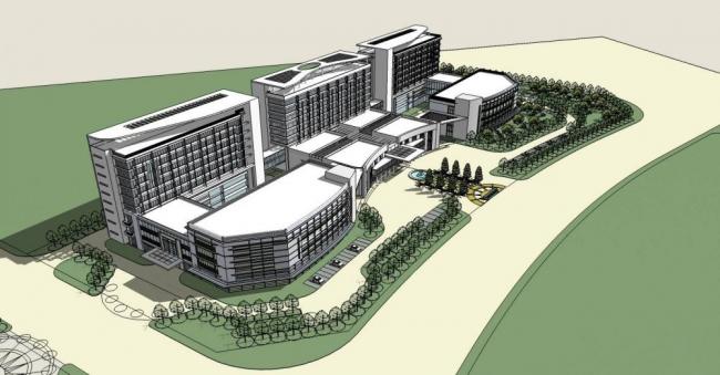 Modern Small High-Rise Hospital Model in SketchUp