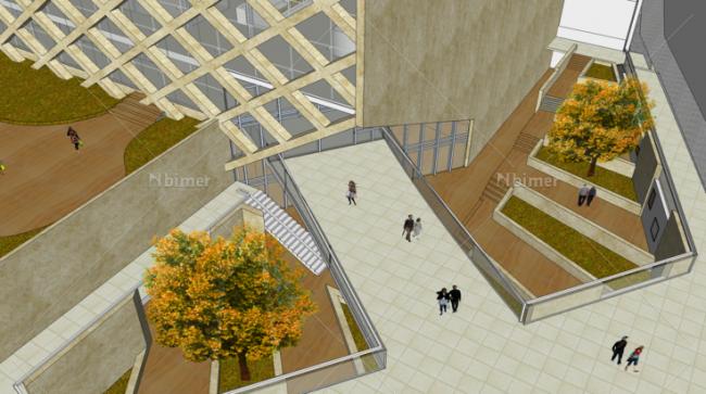 Modern Cultural Architecture Library Model in SketchUp