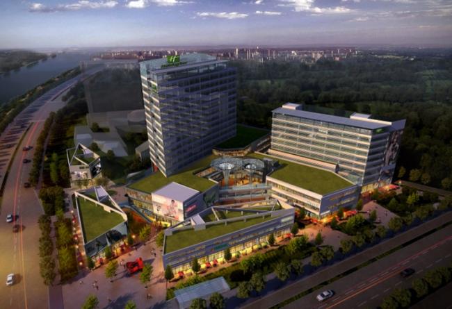 Modern Multi-Story Mixed-Use Commercial and Office High-Rise Model in SketchUp