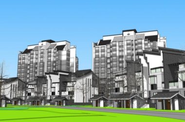 SketchUp Residential Model: Kangda Garden Community in Huizhou Featuring New Chinese Style Architecture-BIM WORLD