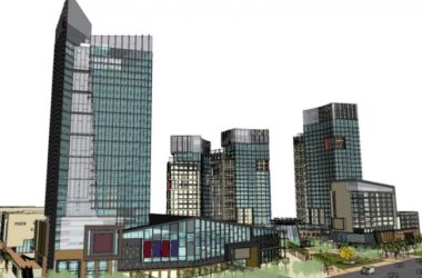 Detailed SketchUp Model of a Large Urban Mixed-Use Complex Featuring High-Rise Offices, Apartments, Pedestrian Streets, and Shopping Centers-BIM WORLD