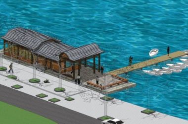 SketchUp Landscape Model: Chinese-Style Township Tourist Area with Cruise Terminal, Pavilion, and Teahouse-BIM WORLD