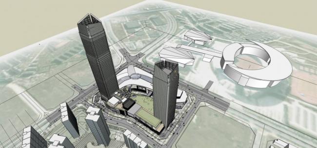 SketchUp Complex Model: Modern Super High-Rise Commercial Tower with Hotel, Offices, and Shopping Mall