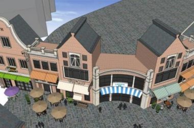 SketchUp Business Model: Multi-Story European-Style Commercial Street, Facade, and Shopping Mall Design-BIM WORLD
