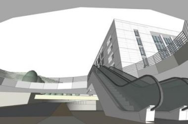 Modern High-Rise Hospital Model with Courtyard and Mountain View in SketchUp-BIM WORLD