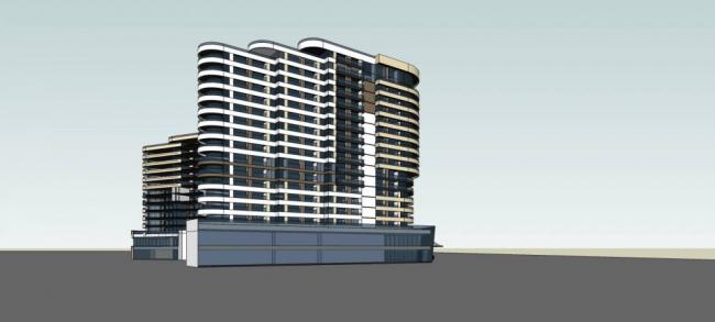 Modern High-Rise Hotel with Office and Commercial Podium | SketchUp Model