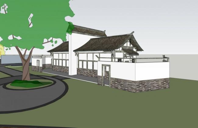 SketchUp Model of a Single-Story Public Toilet in Traditional Chinese Style