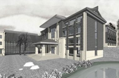 Multi-Story Office Building Model in SketchUp | Commercial Space with Chinese-Style Landscape and Water Features-BIM WORLD
