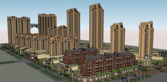 SketchUp Model of a European Neoclassical High-Rise Residential Complex