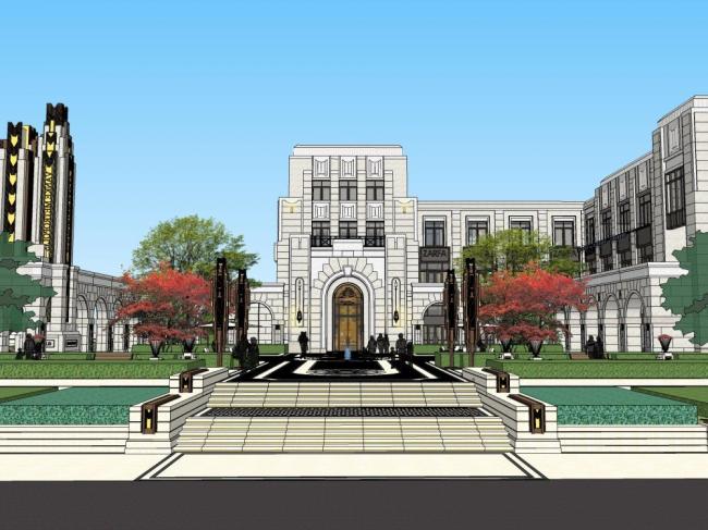 SketchUp Business Model: Modern Commercial, Entertainment, and Leisure Facilities Showcase