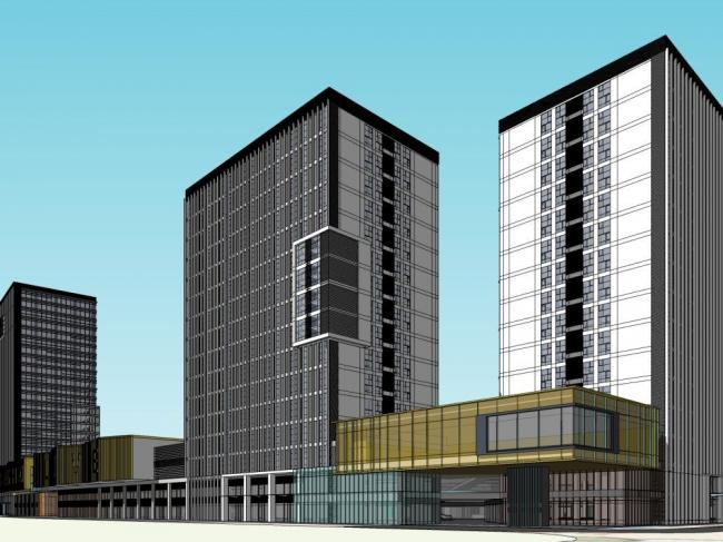 SketchUp Complex Model: Modern High-Rise Commercial Office and Hotel Design
