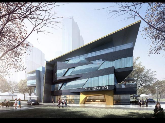 SketchUp Business Model: Modern Multi-Story Sales Office and Commercial Building Design