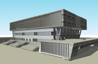 Modern Cultural Architecture Library Model in SketchUp-BIM WORLD