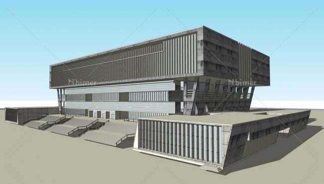 Modern Cultural Architecture Library Model in SketchUp