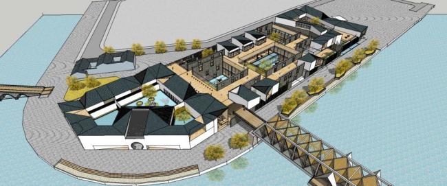 SketchUp Cultural Model: New Chinese Style Museum Architecture