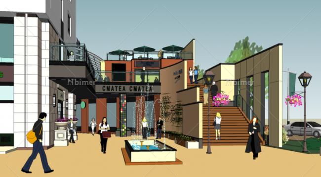 SketchUp Residential and Commercial Street Model | Hangzhou Fudi Project Ground-Level Design