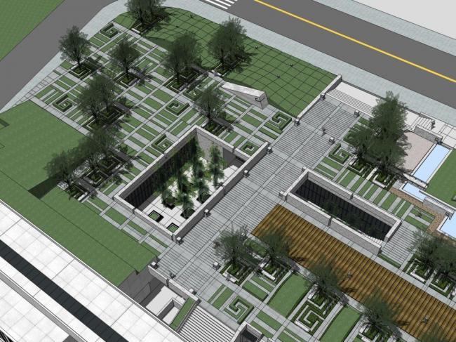 SketchUp Cultural Model: New Chinese Style Exhibition Hall and Architectural Design