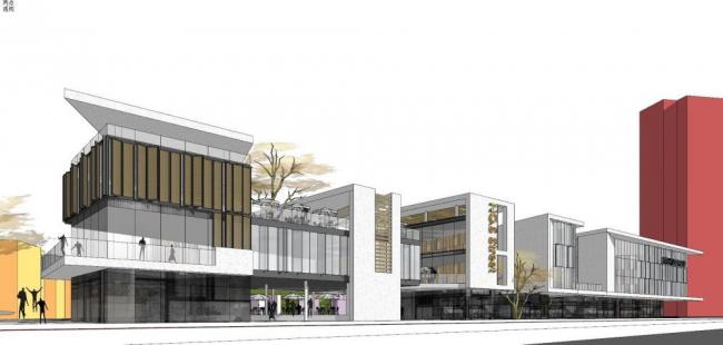 SketchUp Business Model: Modern Multi-Story Streetfront Commercial Design