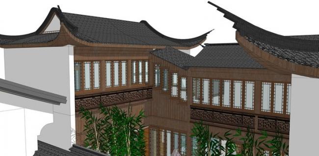 SketchUp Model of Traditional Chinese Architecture: Residential Courtyard and Suzhou Garden Landscape Design