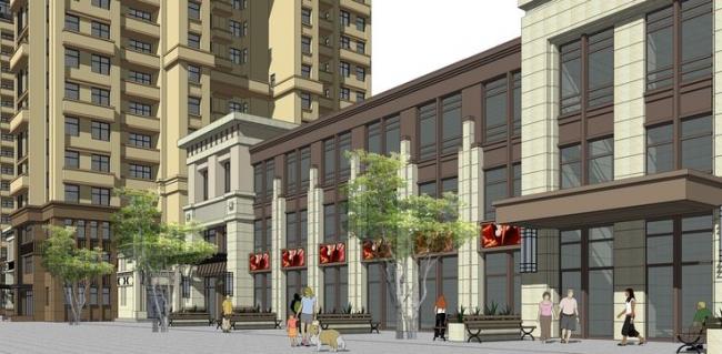SketchUp Residential Models: Modern High-Rise Apartments and Commercial Street Buildings