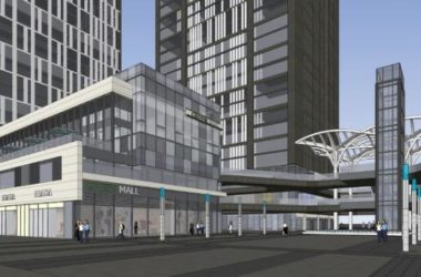 Modern High-Rise Office Building with Ground-Floor Commercial Podium in SketchUp Model-BIM WORLD