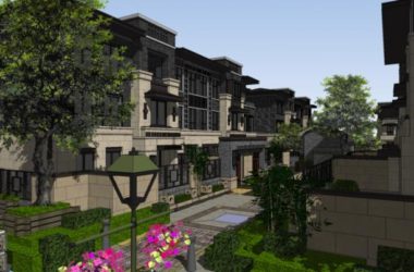 SketchUp Residential Design: Multi-Story Chinese-Style Community with Water Features, Courtyards, and Villas-BIM WORLD