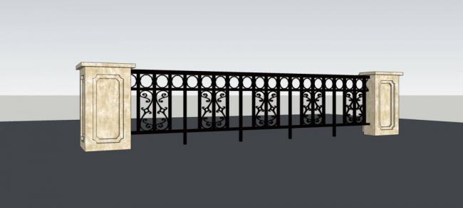 SketchUp Material Models: European Railings and Architectural Components