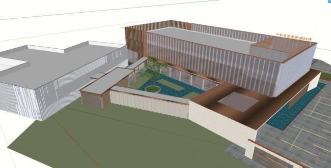 SketchUp Business Model: Modern Clubhouse Design for Commercial Buildings