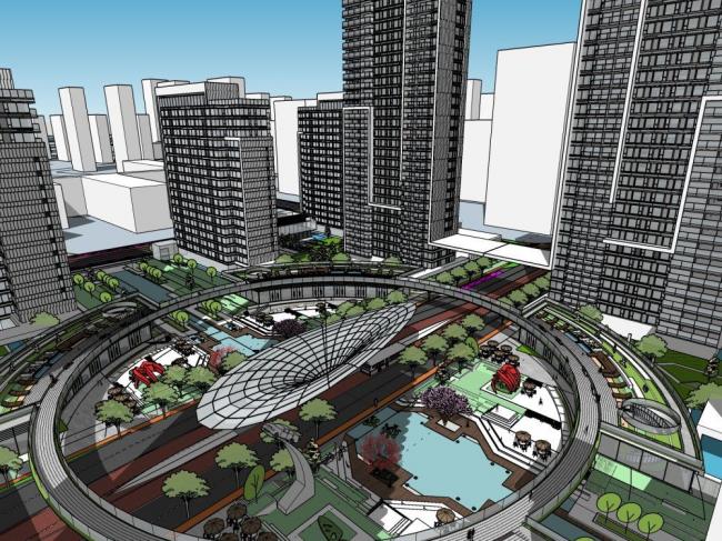 SketchUp Complex Model: Modern Super High-Rise Commercial Office and Hotel Building
