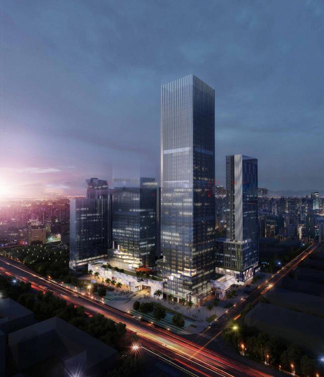 SketchUp Model of a Modern Super High-Rise Commercial Complex with Hotel and Office Spaces