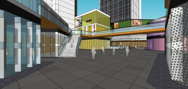 SketchUp Complex Model: Modern Super High-Rise Office, Hotel, and Commercial Podium