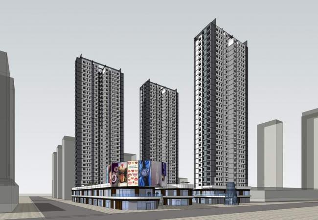 SketchUp Residential Models: Modern High-Rise Buildings with Commercial Spaces