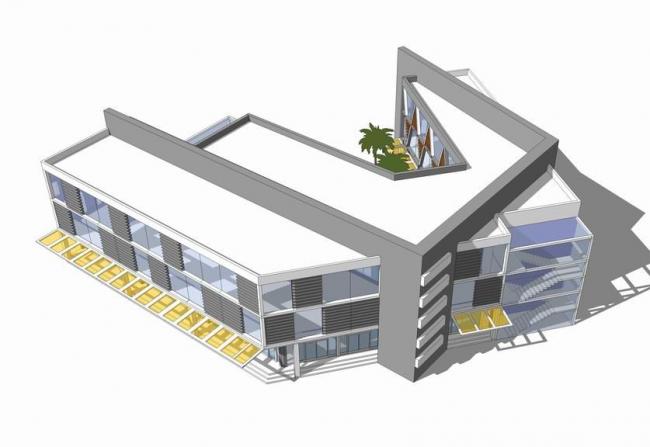 Modern Low-Rise Small Office Building SketchUp Model