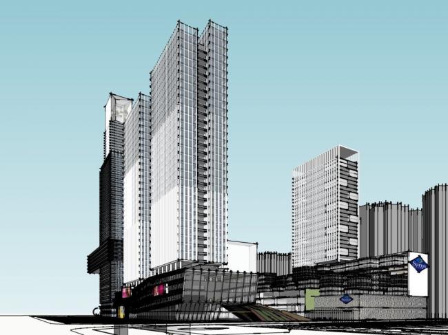 SketchUp Complex Model | Modern Super High-Rise Commercial Office and Hotel Building