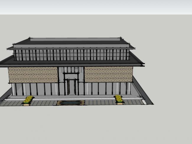SketchUp Business Model: Multi-Story Clubhouse in Contemporary Chinese Style Commercial Architecture