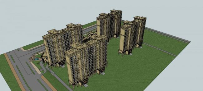 Neoclassical Mixed-Use Community Model: Ground Floor Commercial with Residential Above in SketchUp