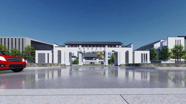 Multi-Story School Campus in New Chinese Style | SketchUp Educational Architecture Model