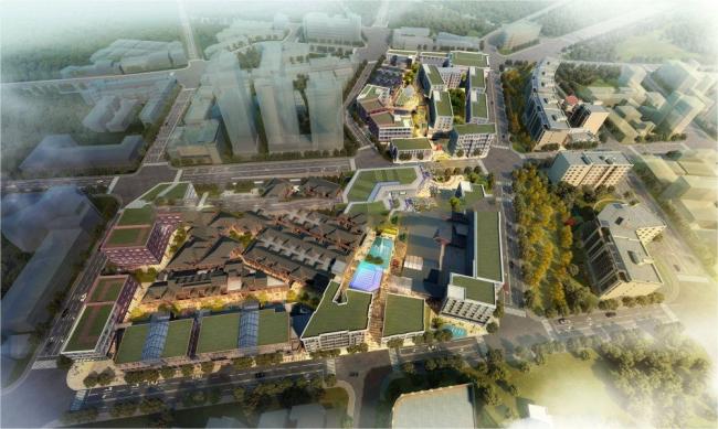 SketchUp Business Model: Multi-Story Commercial Street with New Chinese Style Entertainment and Leisure Facilities