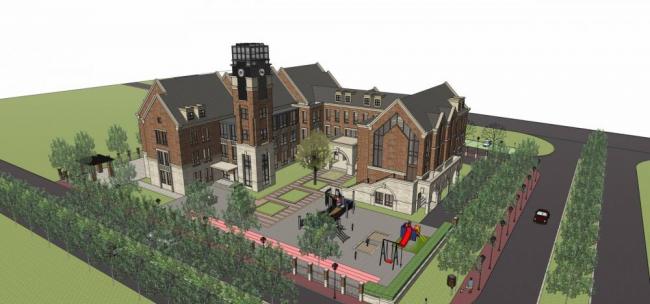 Multi-Story British-Style Kindergarten Model | Educational Architecture Emphasizing Culture and Health
