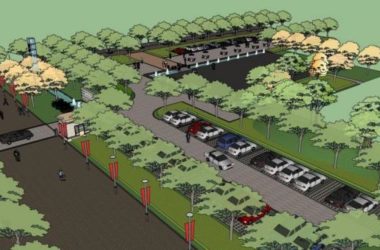 Modern Single-Story Urban Landscape Model with Entrance, Parking, Security Room, and Street Lighting in SketchUp-BIM WORLD
